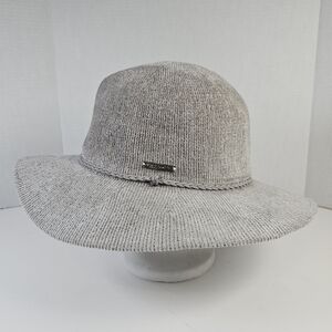 Vince Camuto Gray Ribbed Chenille Wide Brim Panama Hat One Size